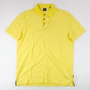 Boss Paddy Polo Shirt XL Yellow Textured Cotton Mens Classic Golf Responsible